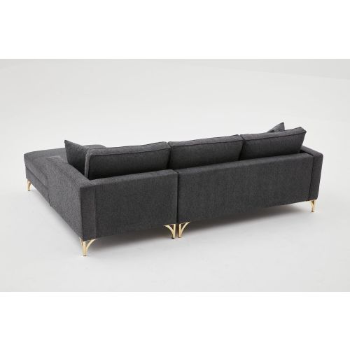 Atelier Del Sofa Kutna garnitura, Antracit Zlato, Berlin Right - Anthracite, Gold slika 6