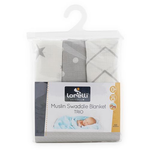 LORELLI SWADDLE BLANKET TRIO Dekica od Muslina 80 x 80 Cm  Grey Mix slika 3