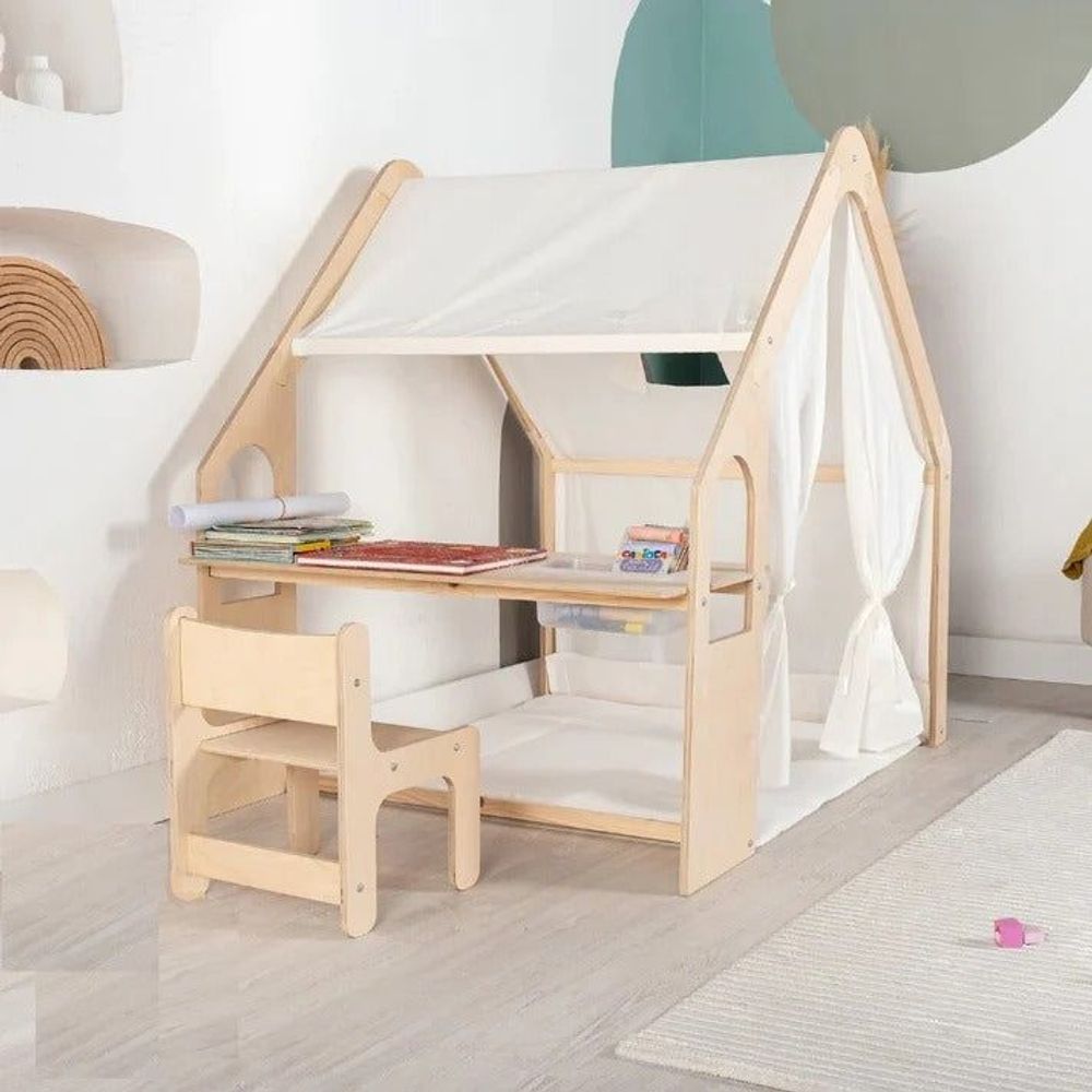 Kinder Home Multifunkcionalna drvena dječija kućica 6U1 slika 15