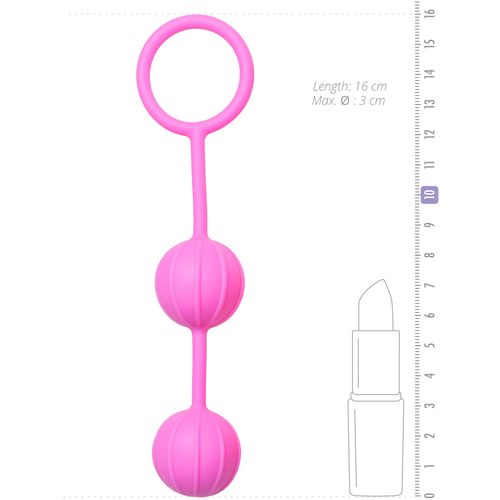 Vaginalne kuglice Easytoys Geisha Balls - vertikalno rebraste, ružičaste slika 5