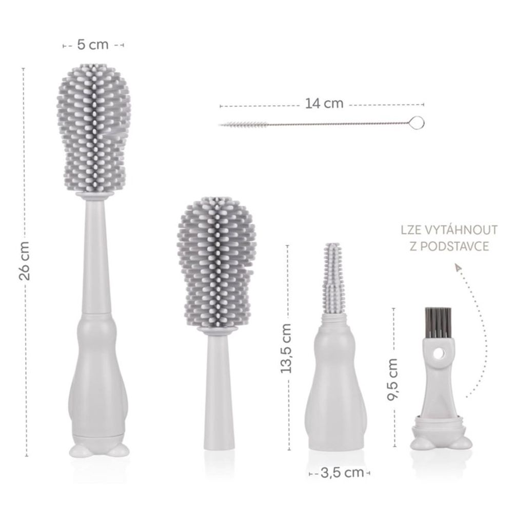 Zopa Silikonska četka za čišćenje flašica 3u1, Light Grey slika 2
