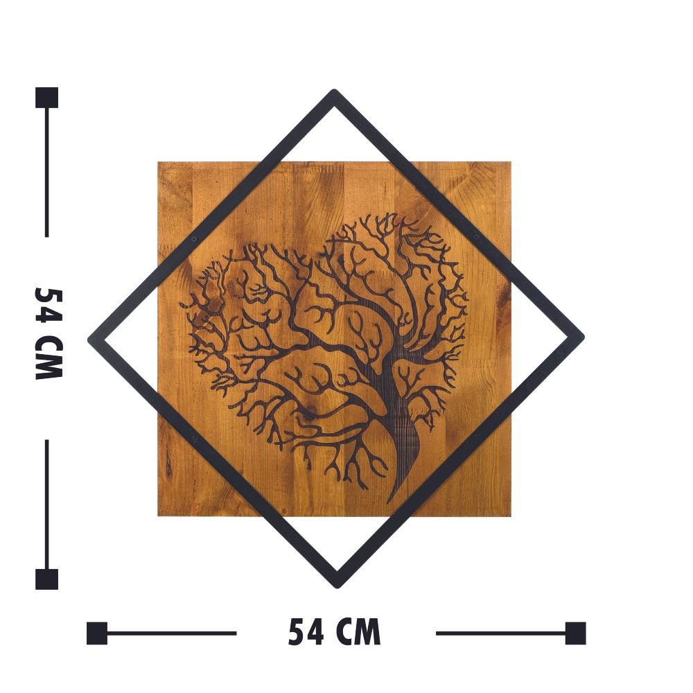 Tree 2 Walnut - Crni Dekorativni Drveni Zidni Ukras slika 3
