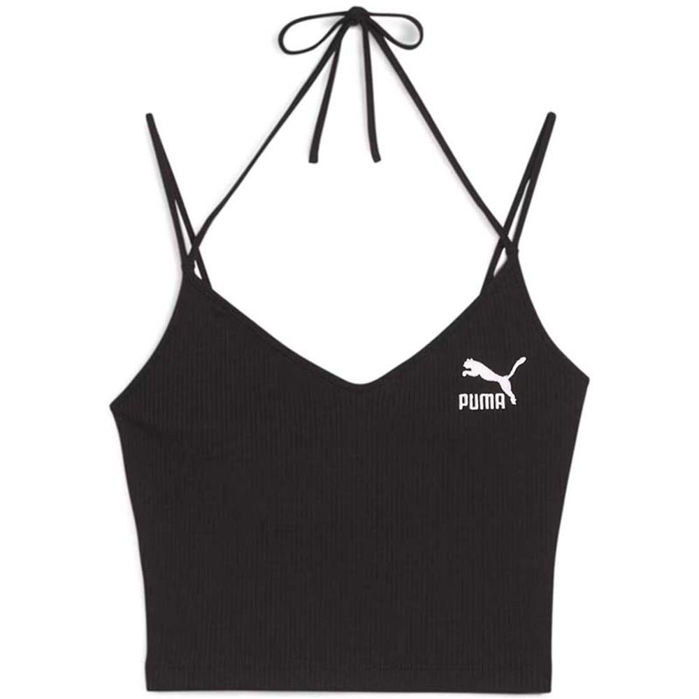 Puma Ženski kupaći gornji dio Classics Ribbed Crop, Crna slika 1