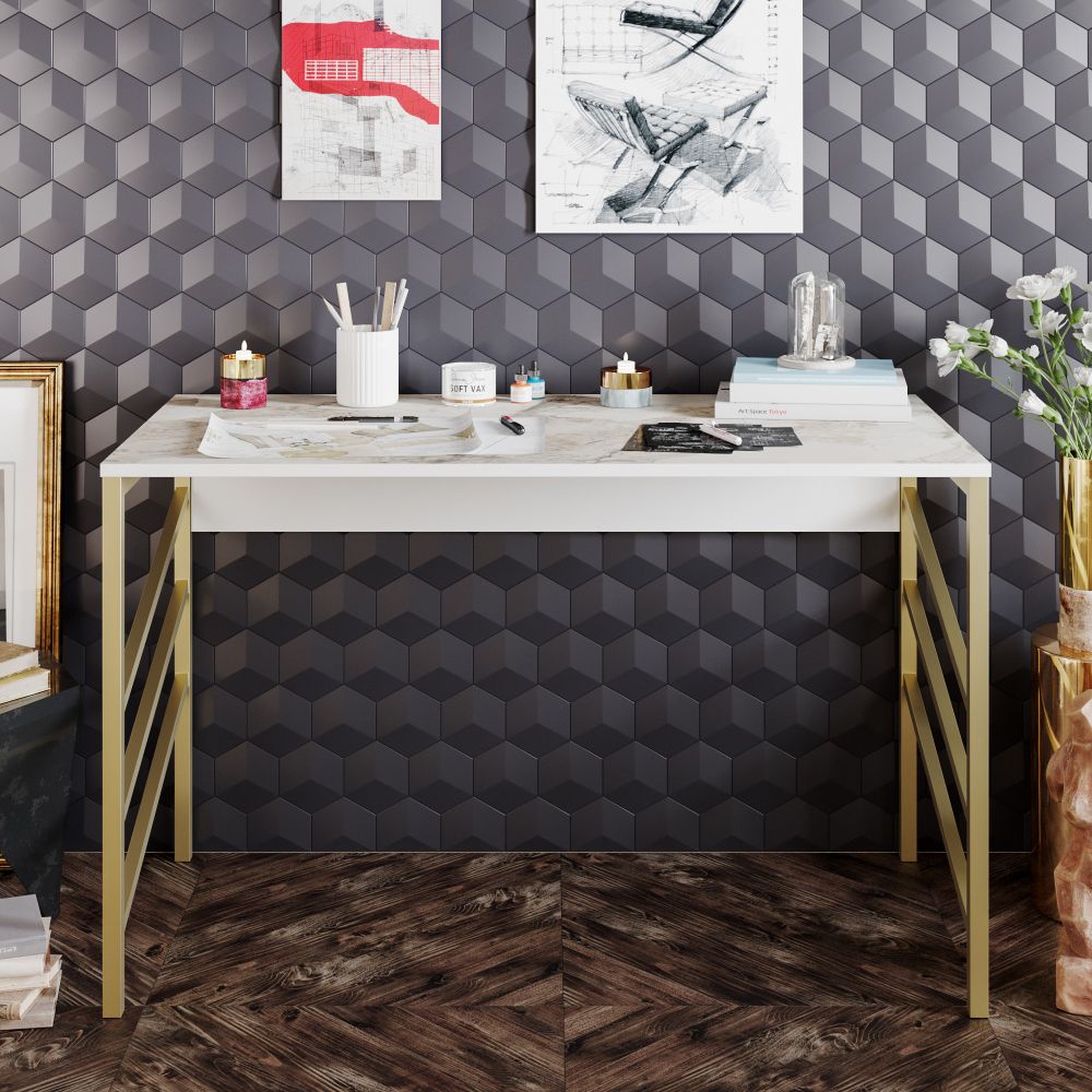 Tuna - Gold GoldWhite Radni Sto slika 2
