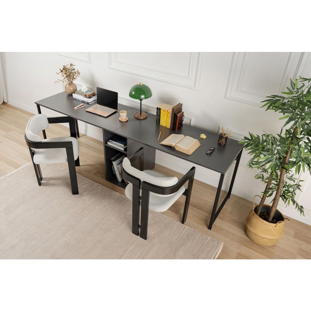 Twin Study Desk - Antracit, Crni Antracit slika 1