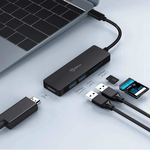 SBOX adapter USB TYPE-C->HDMI/USB-3.0/SD+TF - 5u1 slika 4