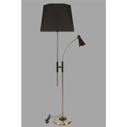 Forza Mat Krom Lambader Altıgen Siyah Abajurlu Black Floor Lamp slika 2