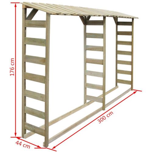 Duplo spremište za drva 300 x 44 x 176 cm impregnirana borovina slika 4