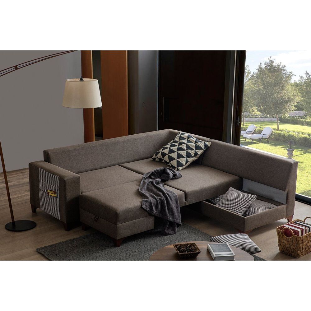Ugaona Sofa Loft - smeđa boja slika 2