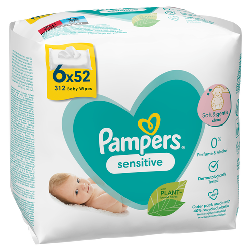 Pampers Fresh Clean vlažne maramice Sensitive, 6x52 kom slika 1