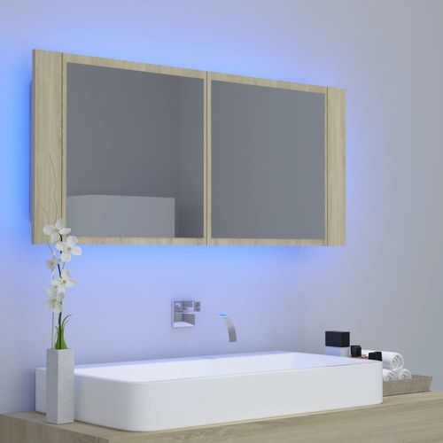 LED kupaonski ormarić s ogledalom boja hrasta 100 x 12 x 45 cm slika 18