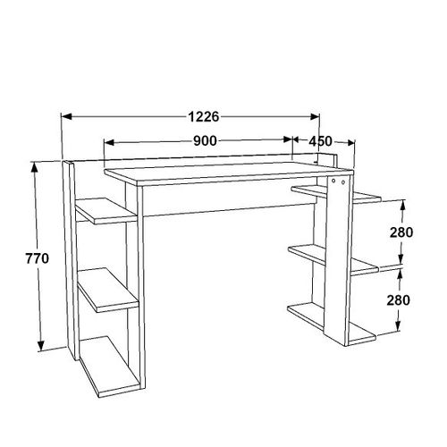 Çinar - White, Oak WhiteOak Study Desk slika 5