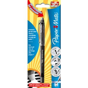 Gel Pen s gumicom PAPER MATE REPLY PREMIUM crni blister