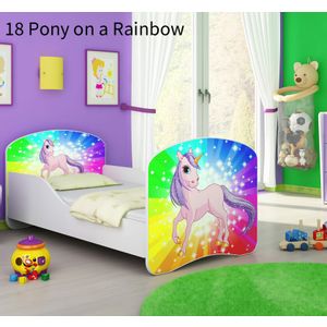 Dječji krevet ACMA s motivom 140x70 cm 18-pony-on-a-rainbow