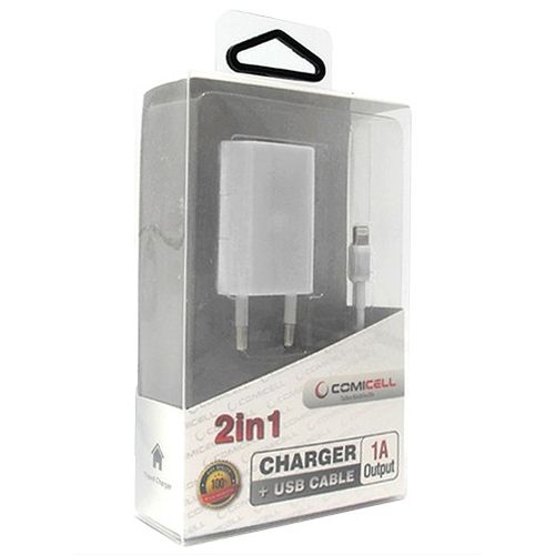 Adapter Punjac COMICELL za Iphone Lightnung 2in1 1A Beli IP5 slika 1