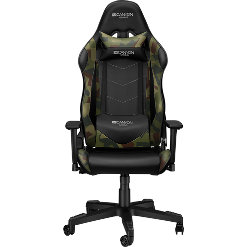 CANYON Argama GС-4AO Gaming chair, PU leather, Original foam and Cold molded foam, Metal Frame, Top gun mechanism, 90-165 dgree, 3D armrest, Class 4 gas lift, Nylon 5 Stars Base, 60mm PU caster, Black+camouflage pattern slika 1