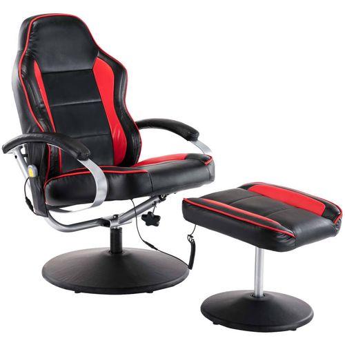 Masažna fotelja od umjetne kože s osloncem za noge crno-crvena slika 12
