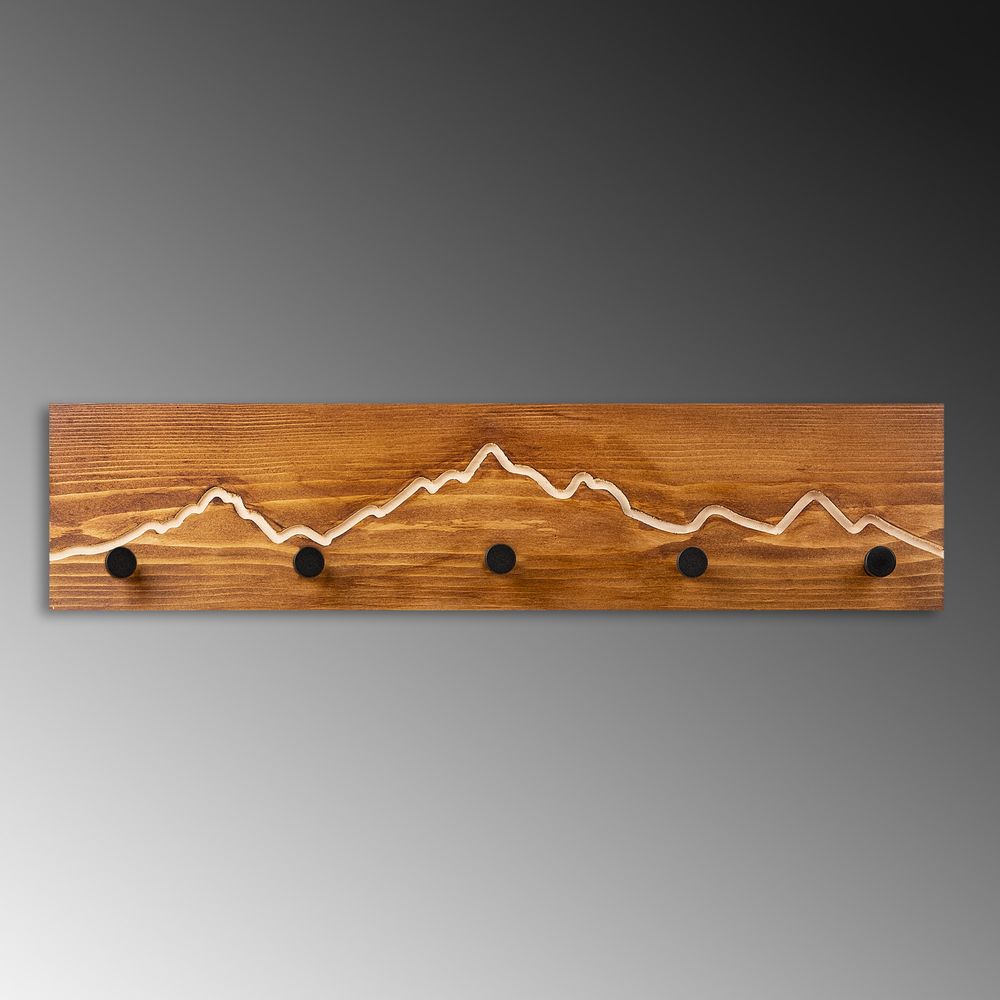 Wooden wall hook Mountain 2, colours: walnut, natural slika 5