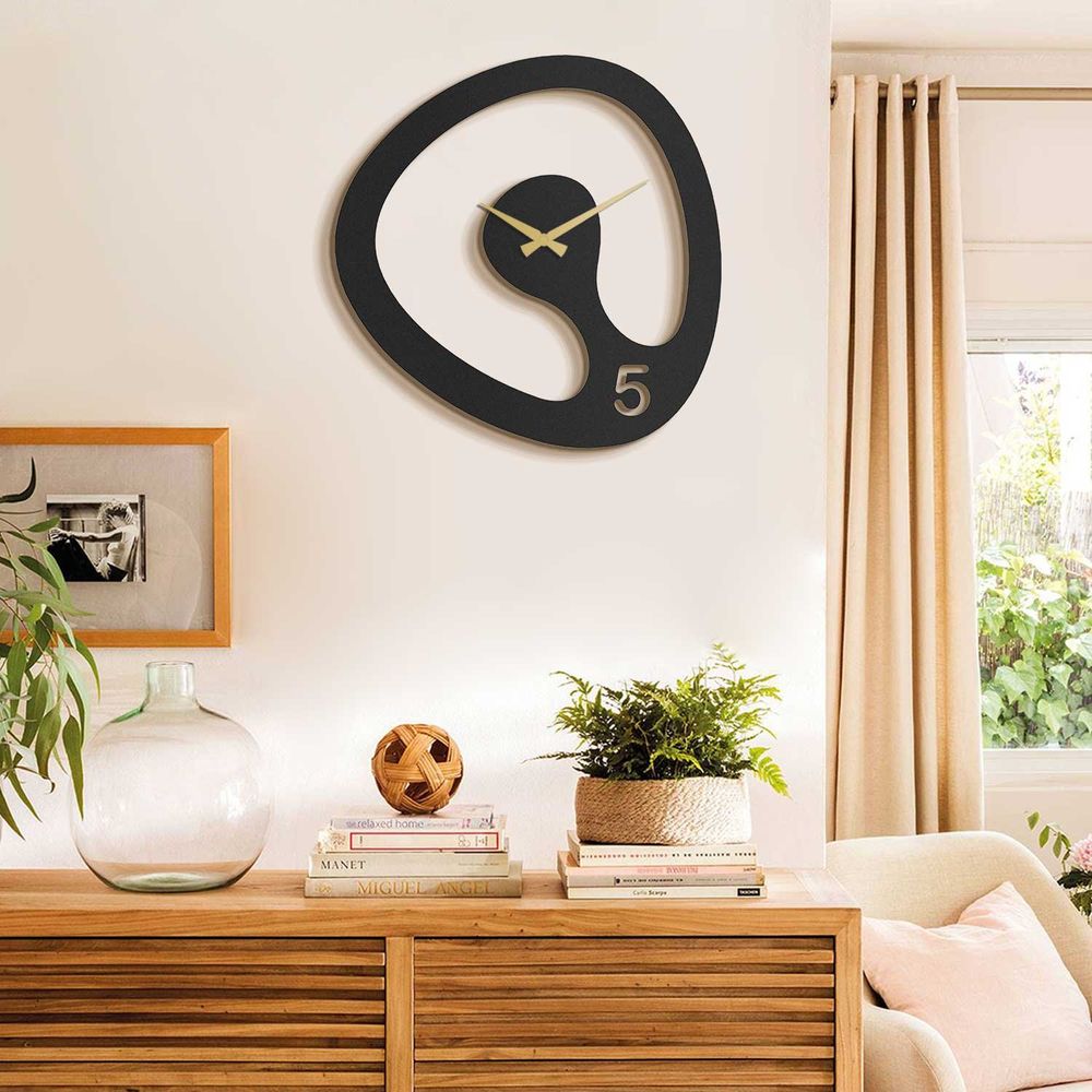 Dekorativni Metalni Zidni Sat - Amorph APS104 Crno-Zlatni slika 1