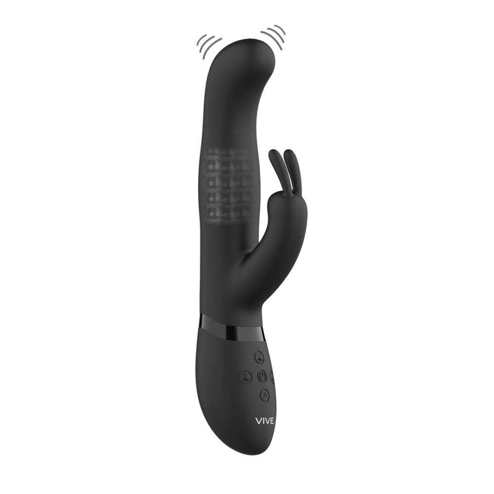 VIVE by Shots Izara - rabbit vibrator s rotirajućim kuglicama - crni slika 4