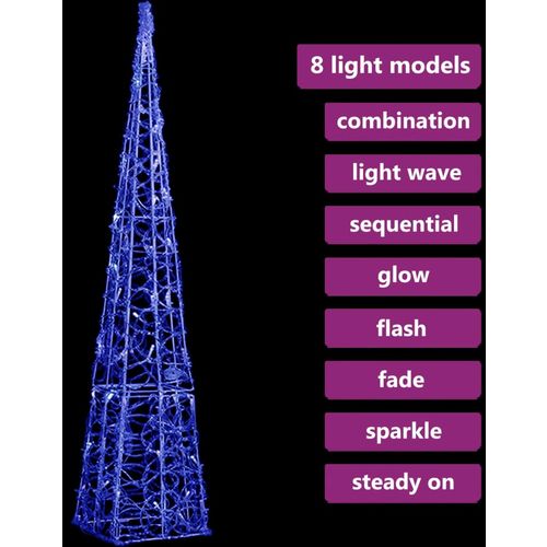 Akrilni ukrasni stožac s LED svjetlima plavi 90 cm slika 5