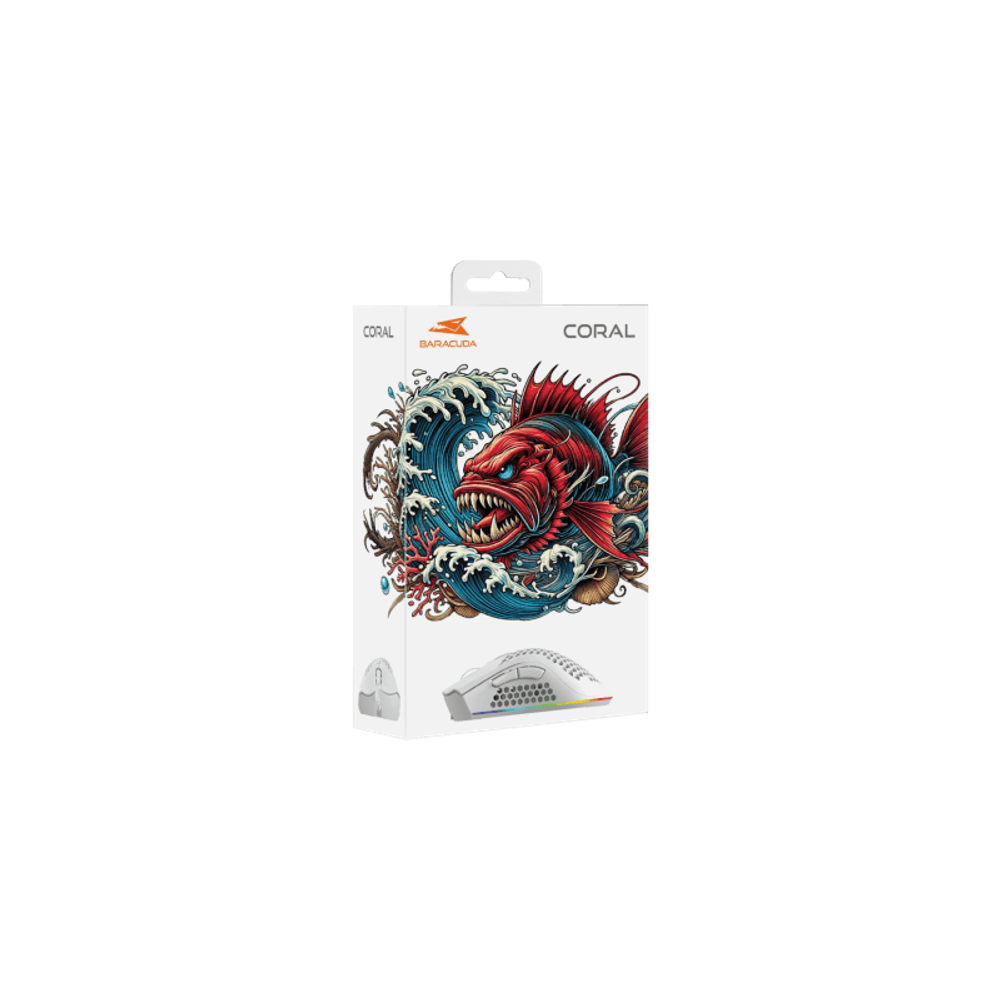 Baracuda Miš BGM-032 CORAL / 12.800 dpi, bijeli slika 6