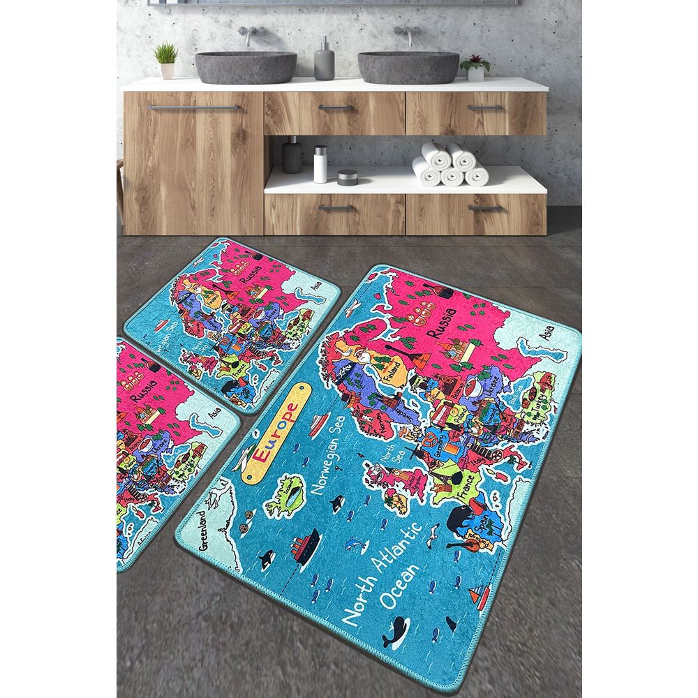 Set Kupatilskih Prostirki Carta Multicolor (3 Dijela) slika 1