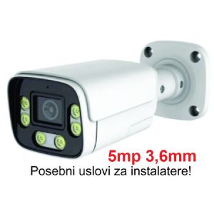 CAM-IP5MP-HAQ60D GMB kamera 5mp APP P6SLite 3.6mm-F1.4 POE, IP66 DuaL LED 6xIR+6xFull Color, MIC,25m