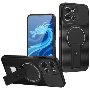 NN-Su Maska za Redmi 15C, Carbon Fiber Texture, MagSafe, stalak - Redmi 15C MagSafe Phone Case