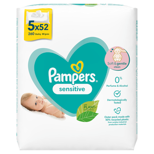 Pampers vlažne maramice Sensitive 5x52 komada