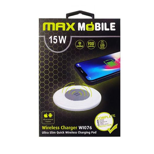 MAXMOBILE bežićni punjač WI-076 QC QUICK CHARGE 15W bijeli slika 1