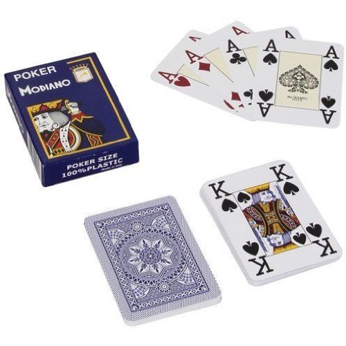 MODIANO karte za poker 100% plastika 4 jumbo index, plave slika 1