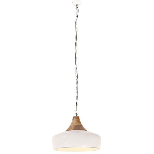 Industrijska viseća svjetiljka bijela 35 cm E27 željezo i drvo slika 19