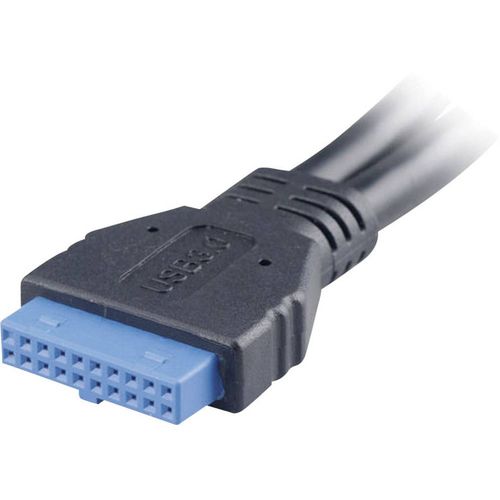 Akasa USB kabel USB 3.2 gen. 1 (USB 3.0) 19 polni konektor za stupove, USB-A utičnica 0.15 m crna pozlaćeni kontakti, UL certificiran AK-CBUB09-15BK slika 4