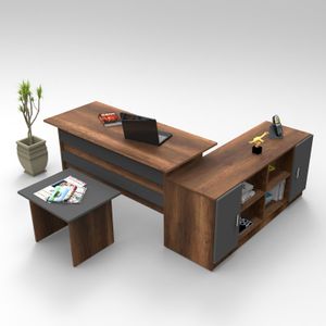 Set kancelarijskog namještaja VO10-BA – boja orah & antracit - izložbeni artikl (oštećenja ambalaža)