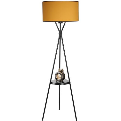 Venedik sehpalı siyah lambader silindir hardal abajurlu Mustard Floor Lamp slika 3