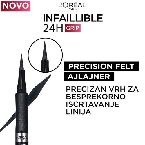 L'Oréal Paris Infaillible 30h Grip Precision Felt Eyeliner 01 Black  slika 4