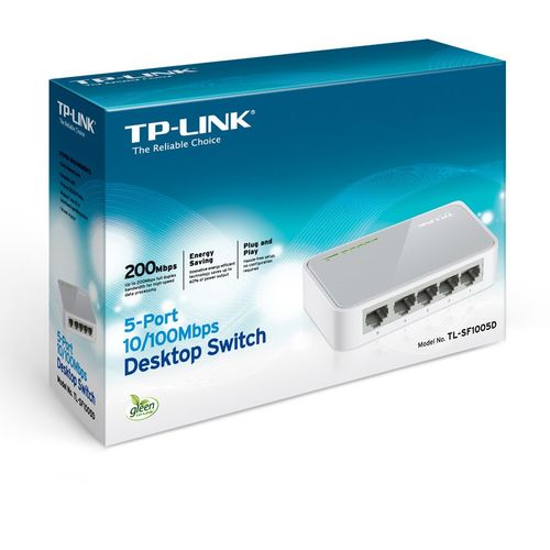 Switch TP-Link TL-SF1005D, 5-Port RJ45 10/100Mbps desktop switch, Fanless, Auto Negotiation/Auto MDI/MDIX, Plastic case slika 3