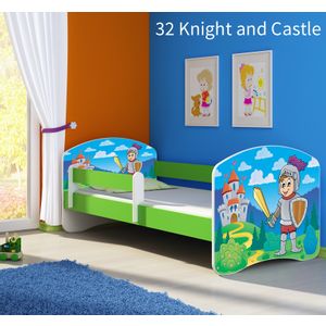 Dječji krevet ACMA s motivom, bočna zelena 160x80 cm 32-knight