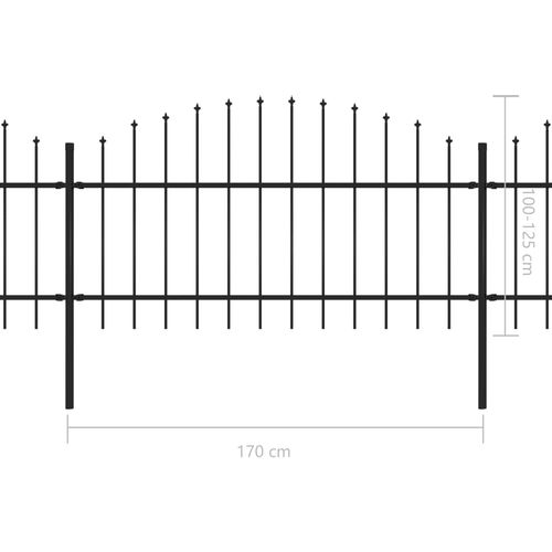 Vrtna ograda s ukrasnim kopljima (1-1,25) x 3,4 m čelična crna slika 5