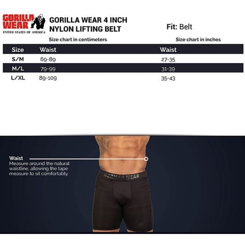 Gorilla Wear Najlonski pojas za dizanje tegova 10cm, Crno/Crveni slika 5