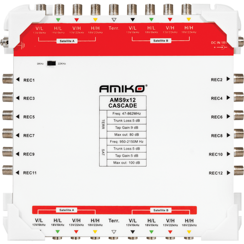 Amiko Multiswitch 9/12 sa dodatnim napajanjem, kaskadni - AMS9X12 slika 1