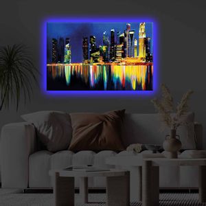 4570KTLGDACT - 010 Multicolor Decorative Led Lighted Canvas Painting