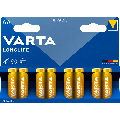 Varta Longlife alkalna baterija LR6 8/1, AA, pakovanje 8 kom slika 1