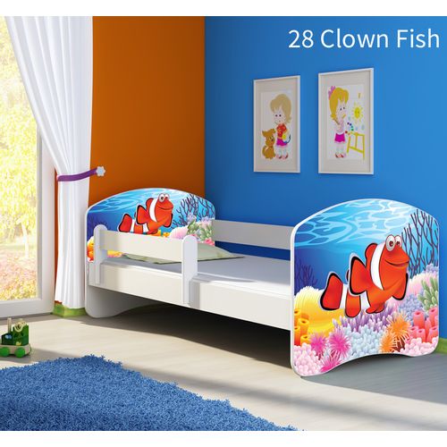 Dječji krevet ACMA s motivom, bočna bijela 140x70 cm - 28 Clown Fish slika 1