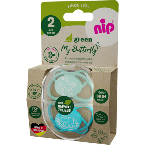 nip® Duda varalica My Butterfly Green 5-18mj (veličina 2) - Silikon, 2kom Plava slika 1