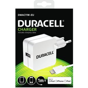 Duracell Punjač – Uni 1xUSB + Lightning cable – 2.4A - White 
