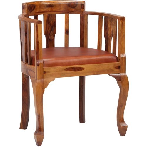 Blagovaonske stolice od prave kože i masivnog drva šišama 2 kom slika 13