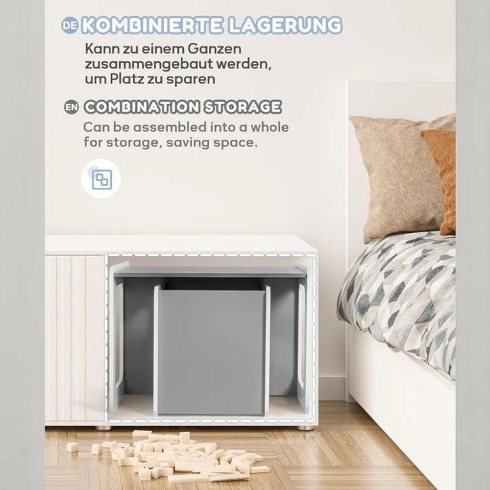Kinder Home Multifunkcionalni dječiji sto i stolica Montessori, Bijeli/Sivi slika 12