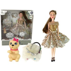 Lutka Emily u zlatnoj haljini sa psom